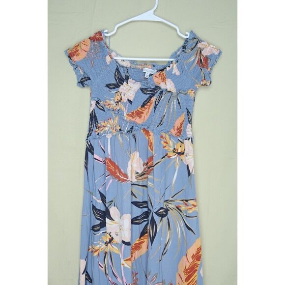 Patrons of Peace Maxi Dress Blue Tropical Floral Smocked Bodice Women's S EUC - Picture 4 of 10